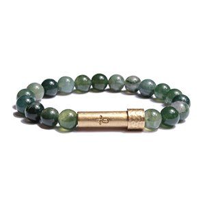 Wishbeads Polished Grass Agate Bracelet